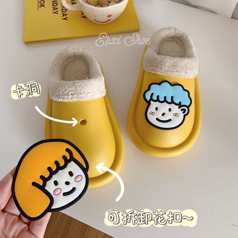 Dép Bông Đi Trong Nhà Mùa Đông Cỡ Lớn Hình Đầu Dễ Thương Cho Nam Và Nữ