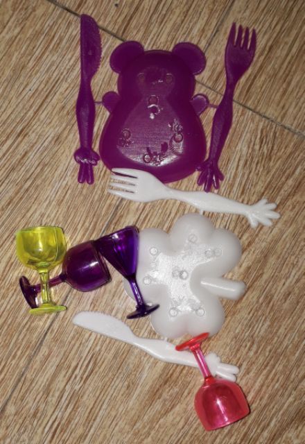 Sét 10 cái ly muỗng và dĩa mini bằng nhựa có nhiều màu