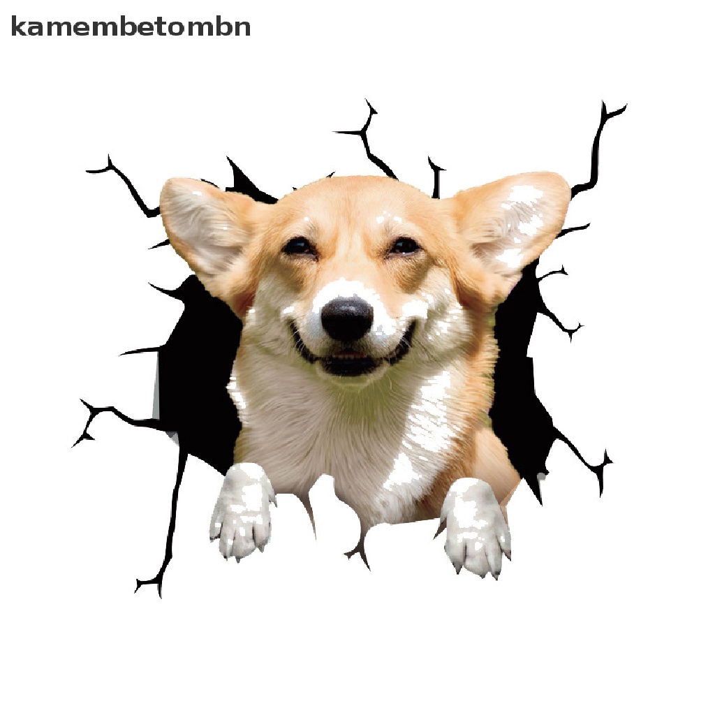 Đề Can Vinyl 3D Hình Cún Con Tĩnh Điện Dán Cửa Sổ Xe Hơi