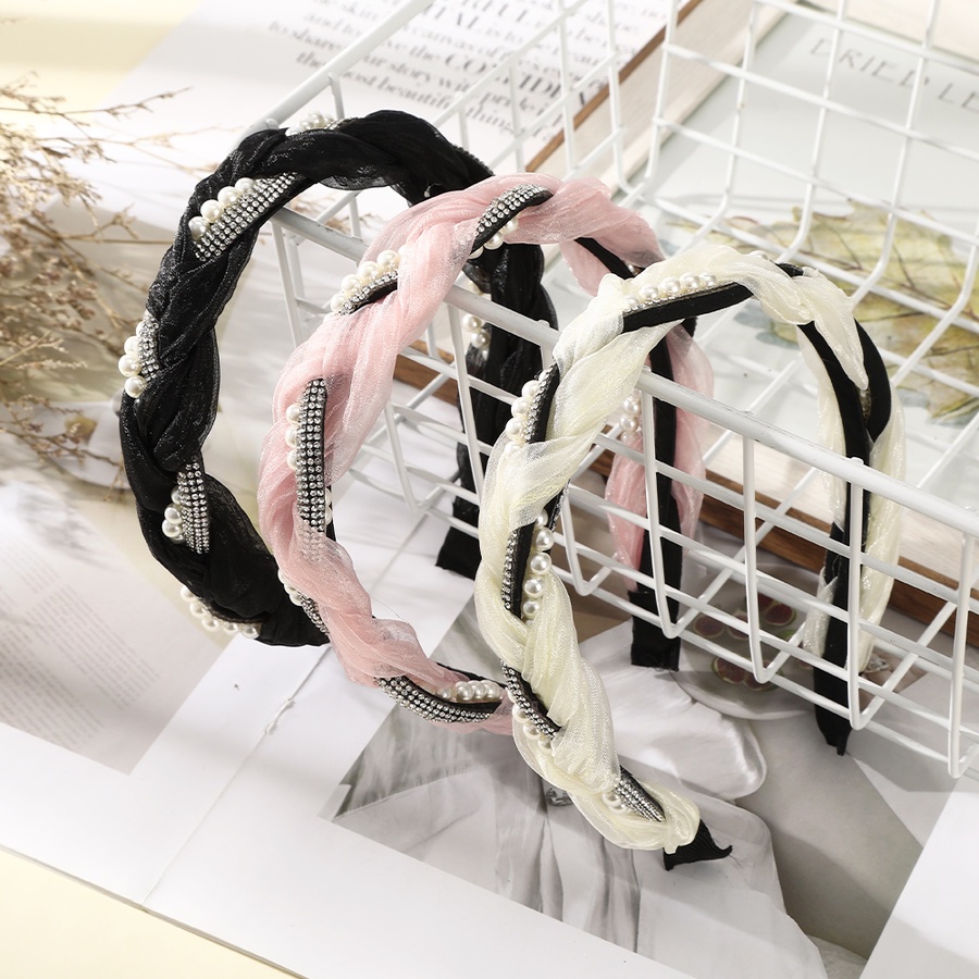 Băng Đô Cài Tóc Dạng Lưới Xoắn Đính Hạt Ngọc Trai Và Kim Cương Thời Trang Hàn Quốc Cho Nữ