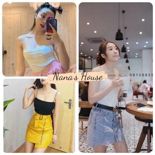 Áo Croptop Hai Dây Dáng Ôm  Nana's House - FREESHIP Thun hở bụng body thiết kế sexy nhiều màu