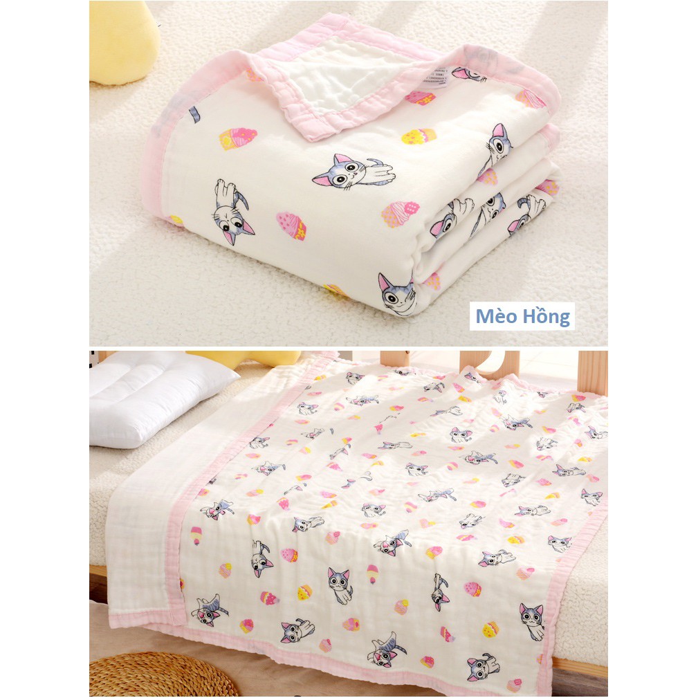 Chăn cho bé và trẻ nhỏ 6 lớp, mềm mại, cotton 100% siêu thấm nước. Khăn tắm cho bé . Kích thước 110x110cm
