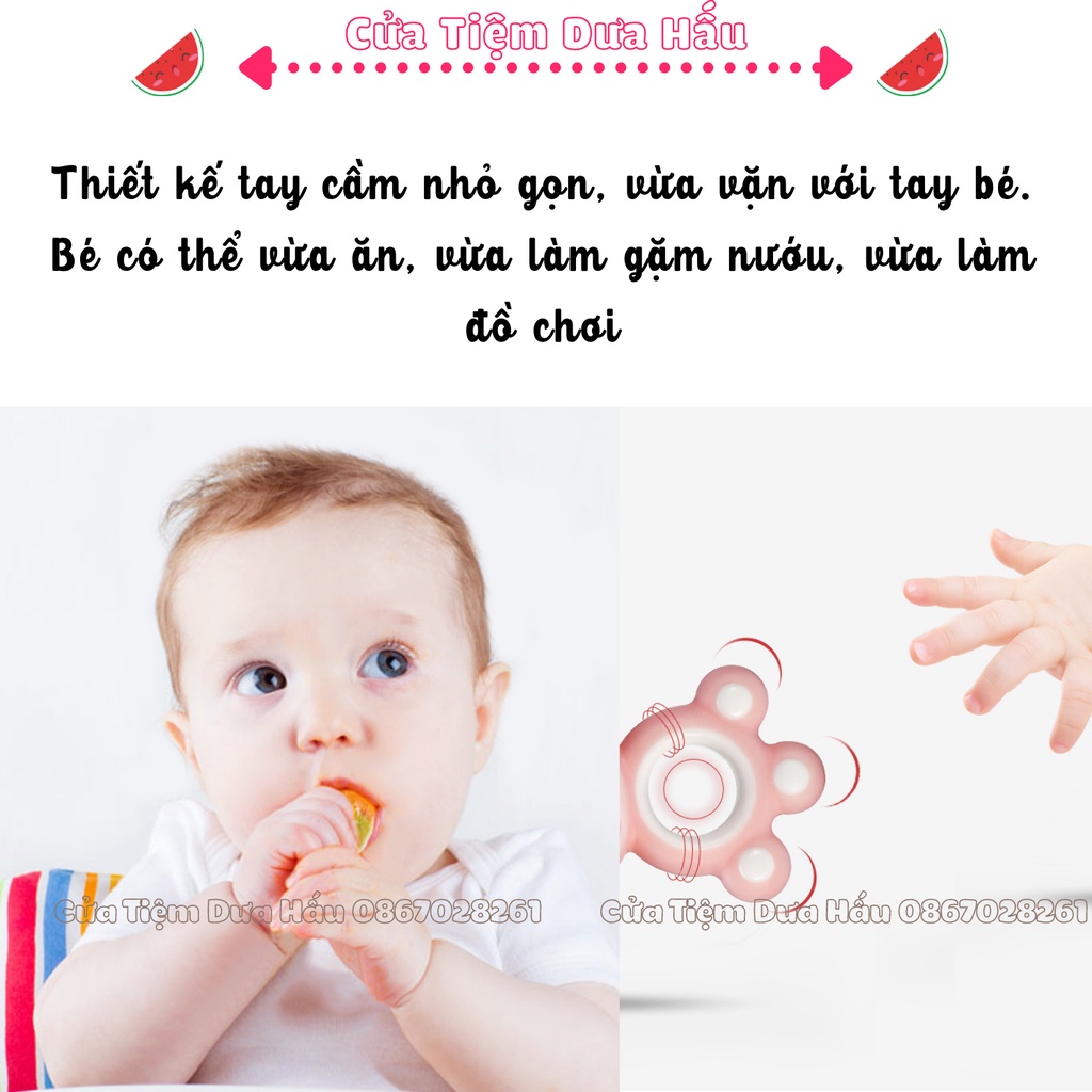 Túi Tập Nhai Ăn Dặm Chống Hóc Silicon Cao Cấp Cho Bé, Túi Gặm Nướu 3 Núm Nhai - Baby Galaxy Official
