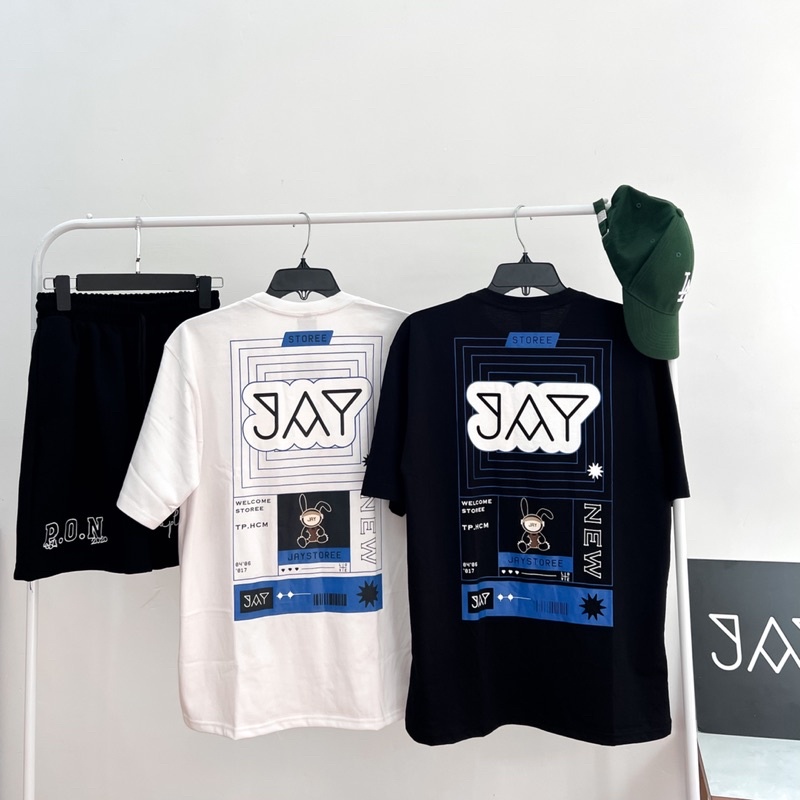 Áo Thun Tay Lỡ Unisex JAY LOVE màu ĐEN/TRẮNG vải cotton  Nam nữ unisex Áo phông cổ tròn form rộng Jaystoree