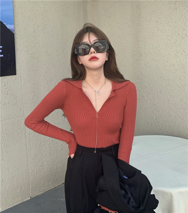 Áo kiểu ngắn tay dài cổ polo chữ V ôm dáng mẫu 2021 thời trang mùa thu mới quyến rũ dành cho nữ WD1424 | BigBuy360 - bigbuy360.vn