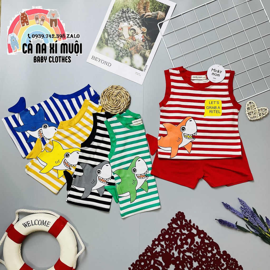 Bộ Minky Mom Ba Lỗ Đuôi Cá MậpFREE SHIP Thun Lạnh Cao Cấp Dể Thương Cho Bé Gái Bé Trai, Đủ Màu