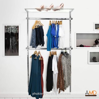 Thanh ray bắt tường trụ lỗ đôi đa năng trang trí shop 1,5m