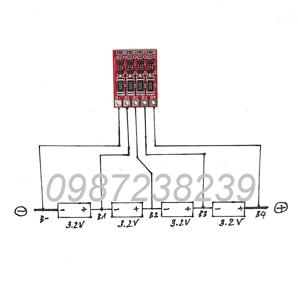 Mạch cân bằng điện áp pin sắt LifePO4 32650 12.8V 4S - Balancer LifePO4 32650 12.8V 4S