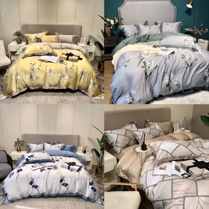 Set chăn ga gối Tencel hoa cao cấp, được chọn mẫu