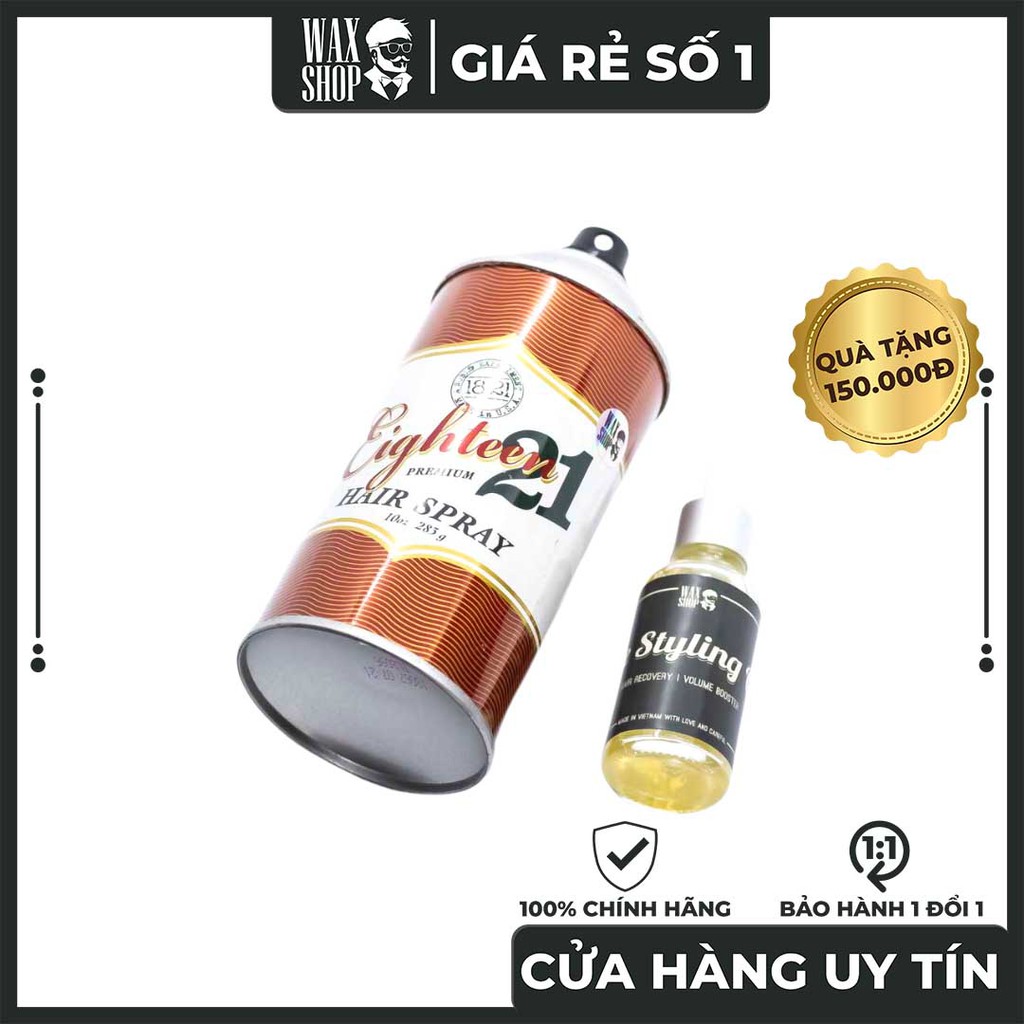 1821 Man Made Premium Hairspray⚡[Chính Hãng]⚡ Cố Định From Tóc Sau Khi Vuốt Sáp , Tặng Kèm Pre-Styling Oil + Lược Sấy