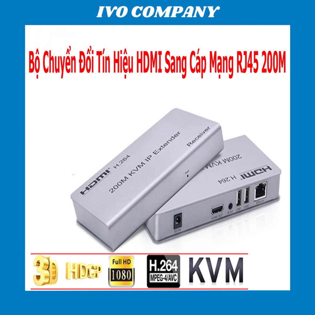 Bộ Nối Dài HDMI + USB Bằng Dây Lan 200m