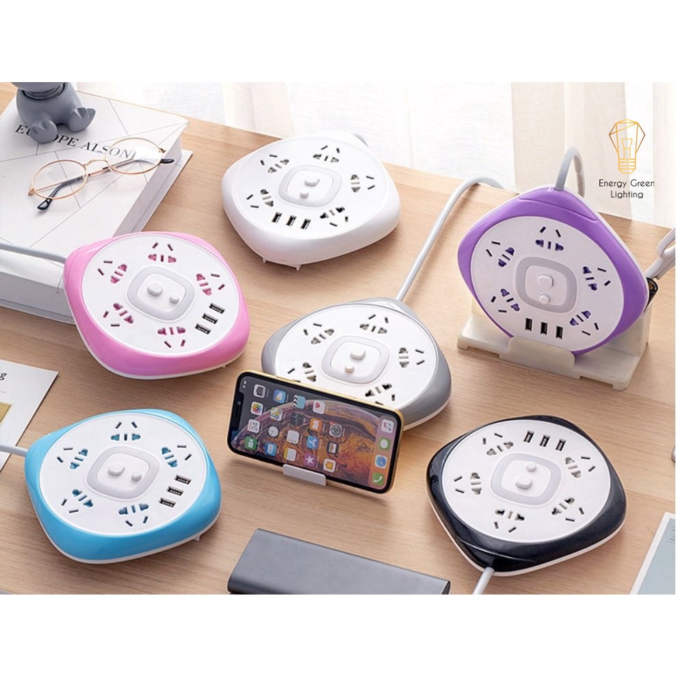 Ổ Cắm Điện Energy Green Lighting Thông Minh Có Đèn Chuyển Đổi Đa Chức Năng OD-341 Dây Dài 2m8,4m8 - Chuẩn Sạc An Toàn