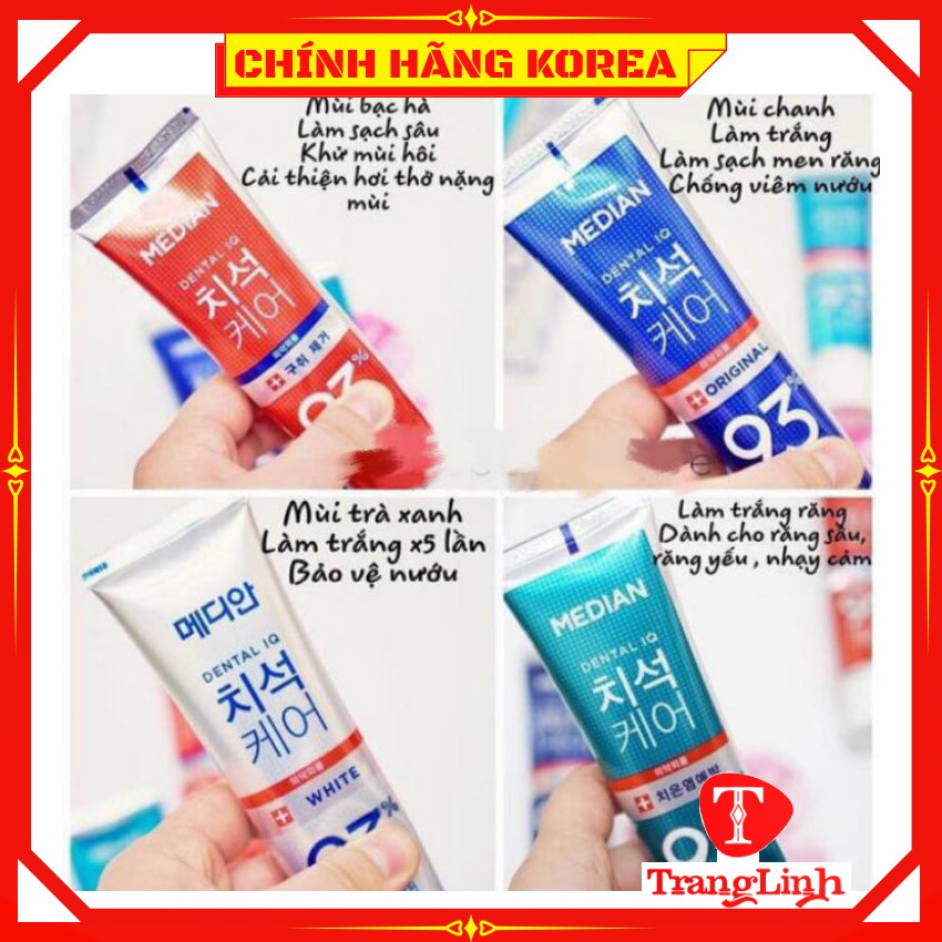 Kem đánh răng Median 93% số 1 hàn quốc, tuýp 120gr - Giúp trắng răng, thơm miệng - tranglinhkorea