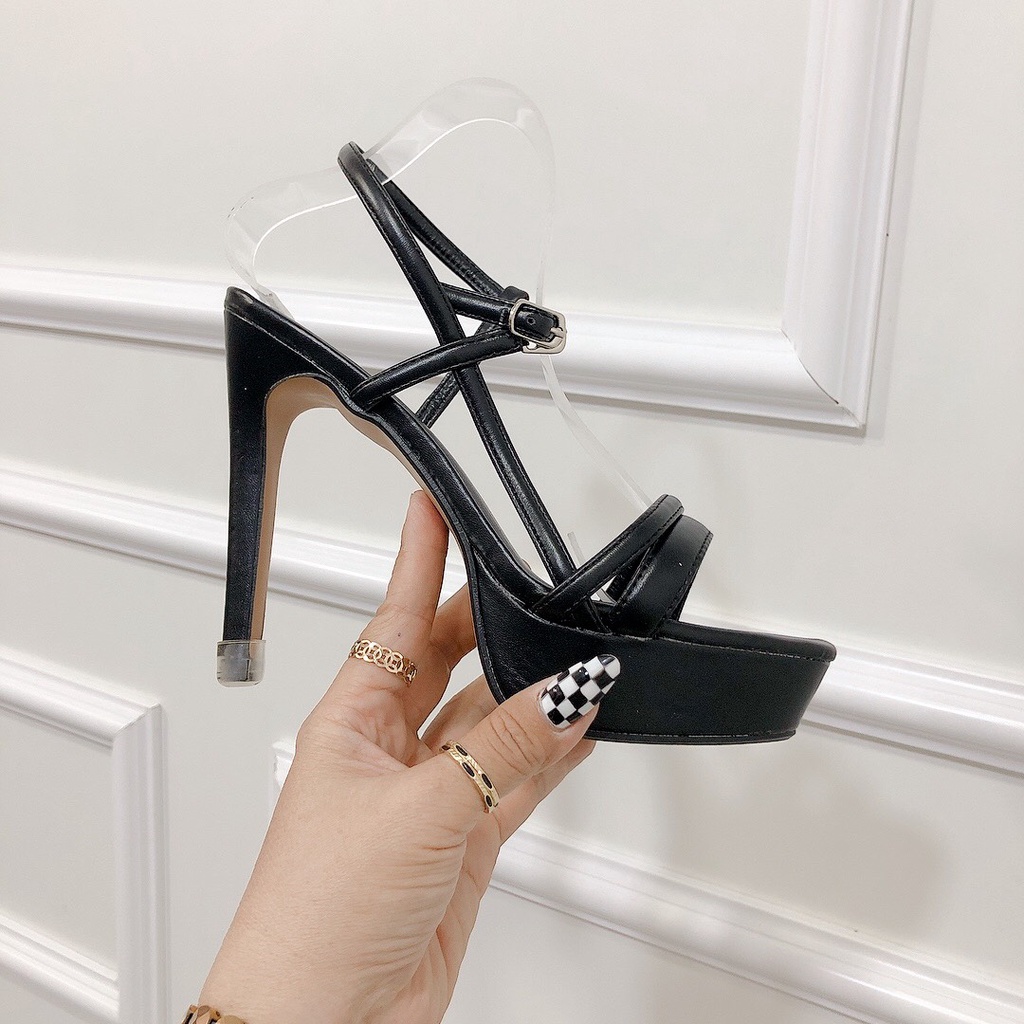 Sandal Cao Gót Nữ 12p Mũi Đúp Trước Cao 2p [ Hình Thật ] Chất Da Mịn Đẹp 3 Màu Lên Chân Tôn Dáng - Chị Chảnh Store