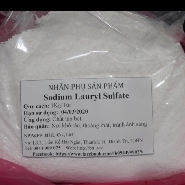 Hoạt chất tạo bọt tẩy rửa SLS Sodium Lauryl sulfate túi 1kg