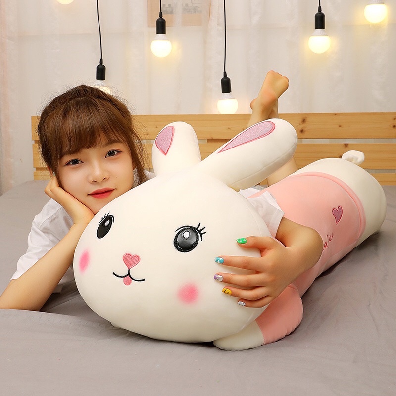 Gấu Bông Thỏ Nằm I Love You, Gối Ôm Thỏ Hồng, Cam kết Giống Hình Hàng Siêu Đẹp. Xưởng sỉ Gấu Bông mua lẻ giá sỉ