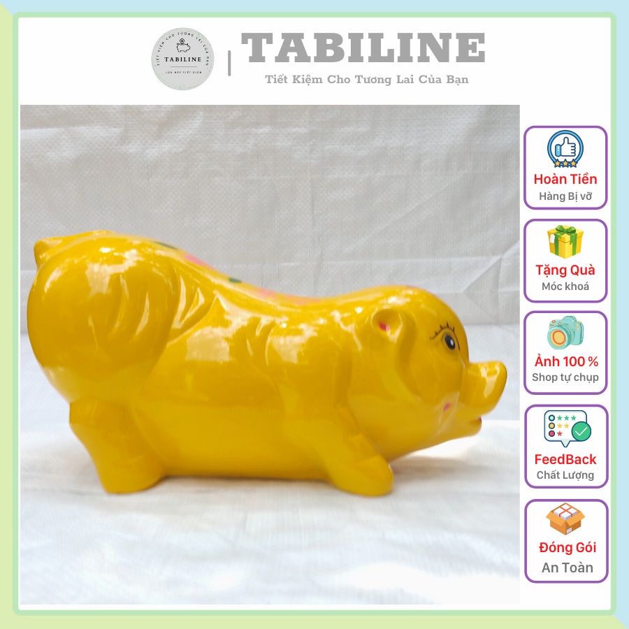 ✆Lợn đất heo ống tiết kiệm tiền TABILINE Dáng dài hoa bướm siêu đẹp LD23
