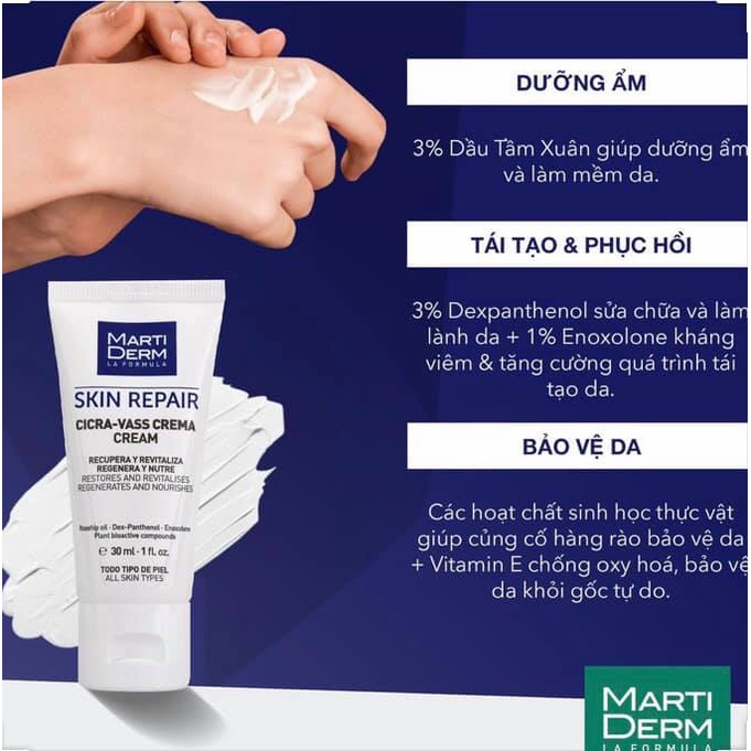 [HÀNG NHẬP KHẨU] Mini 2ml-Kem Dưỡng Ẩm B5 MartiDerm Skin Repair Cicra Vass Cream Tái Tạo Phục Hồi Da Tổn Thương Nhạy Cảm