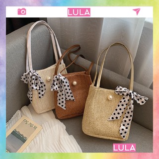 Túi cói mini đi biển phong cách Vintage Mùa Hè