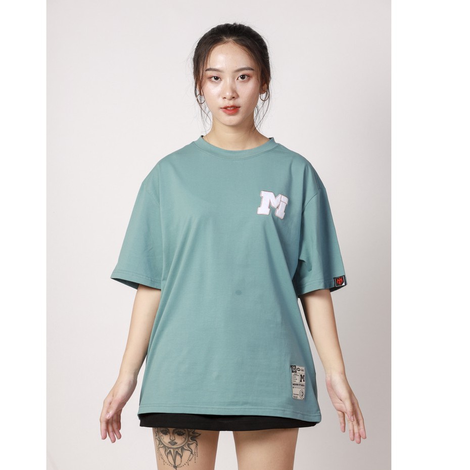 Áo phông tay lỡ form rộng Unisex Thun Nam Nữ Thêu Logo M Cao Cấp Local Brand Mi Midori