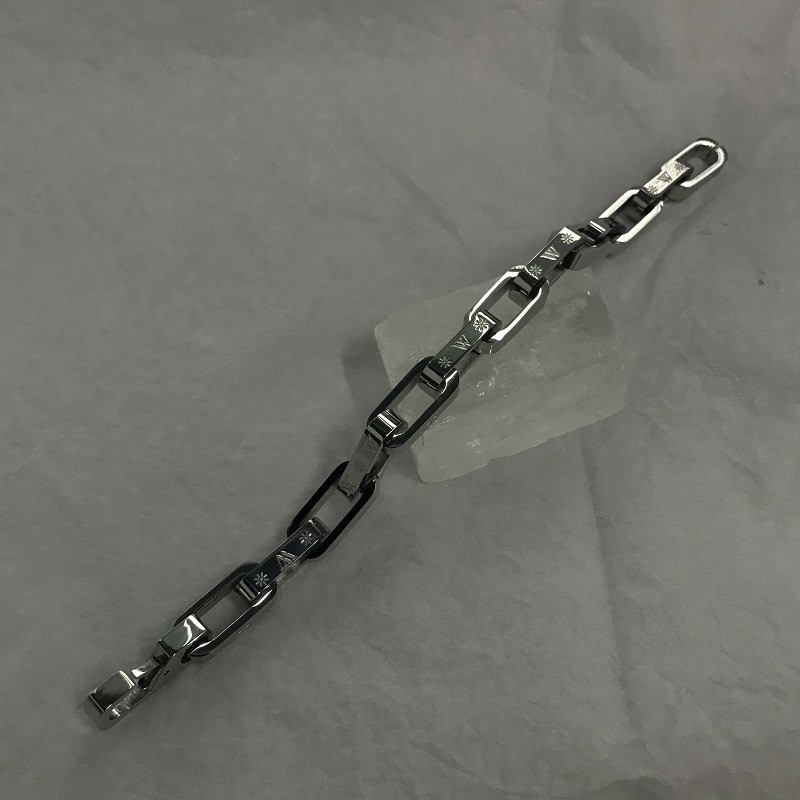 Vòng tay thép titan màu bạc phong cách hip hop chất lượng cao cho nam và nữ