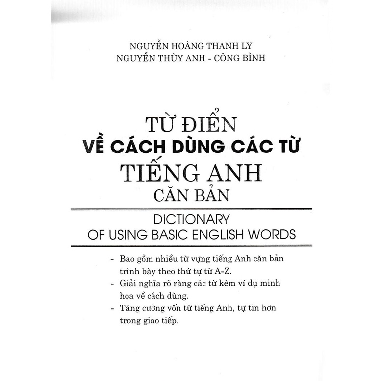 Sách - Từ điển về cách dùng các từ tiếng anh cơ bản