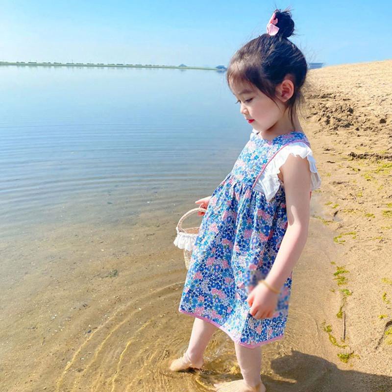 Đầm Hoa Hở Lưng Thắt Nơ Phong Cách Hàn Quốc Cho Bé Gái