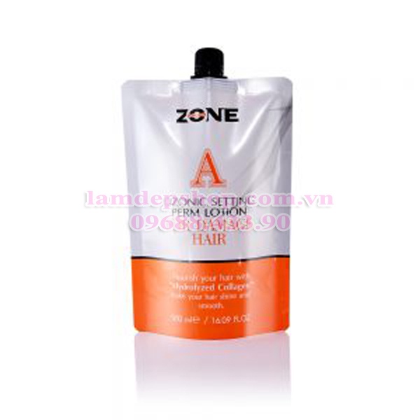 Kem uốn tóc - Zone - Ozonic Setting Perm Lotion For Damage Hair - Kem uốn Collagen cho tóc yếu (hư tổn) (500ml)