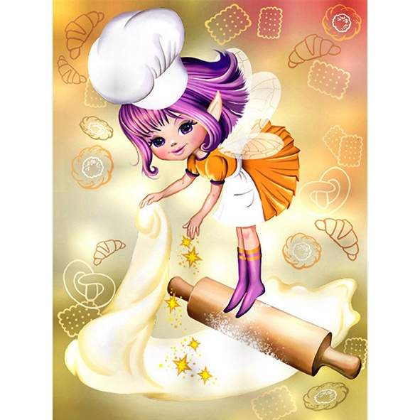 Bộ tranh đính đá 5D tự làm hình yêu tinh kích thước 30x40cm