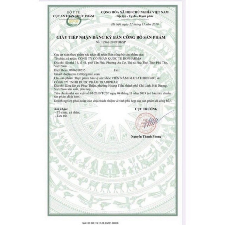 XẢ SỐC -  viên uống trắng da ngừa nám Glutathion 600 dr.lacir