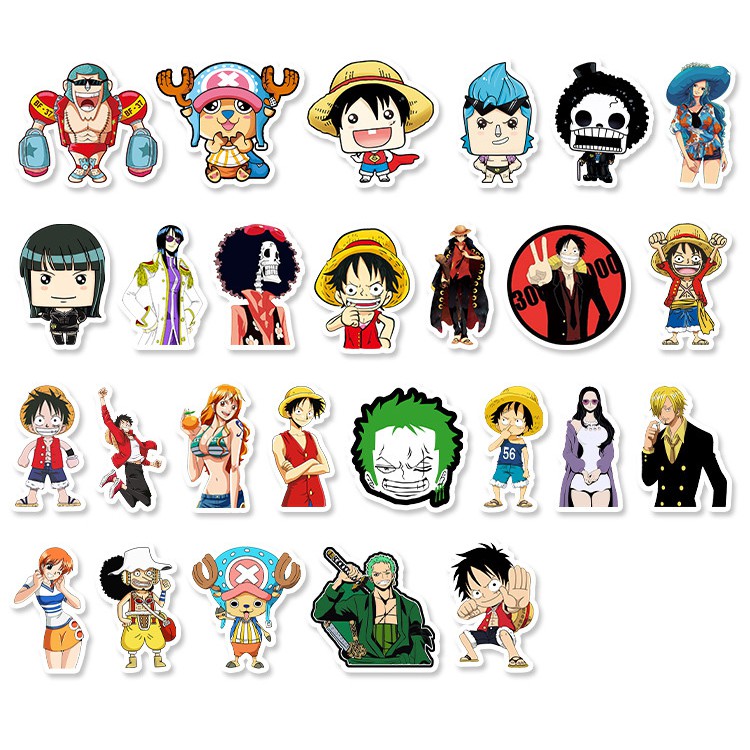 [Set 50 Cái] Sticker One Piece cute dán trang trí laptop, mũ nón bảo hiểm, vali, xe tay ga, ván trượt - DB.011
