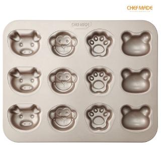 CHEFMADE Khay Làm Bánh Muffin 12 Ngăn Tạo Hình Động Vật WK9320