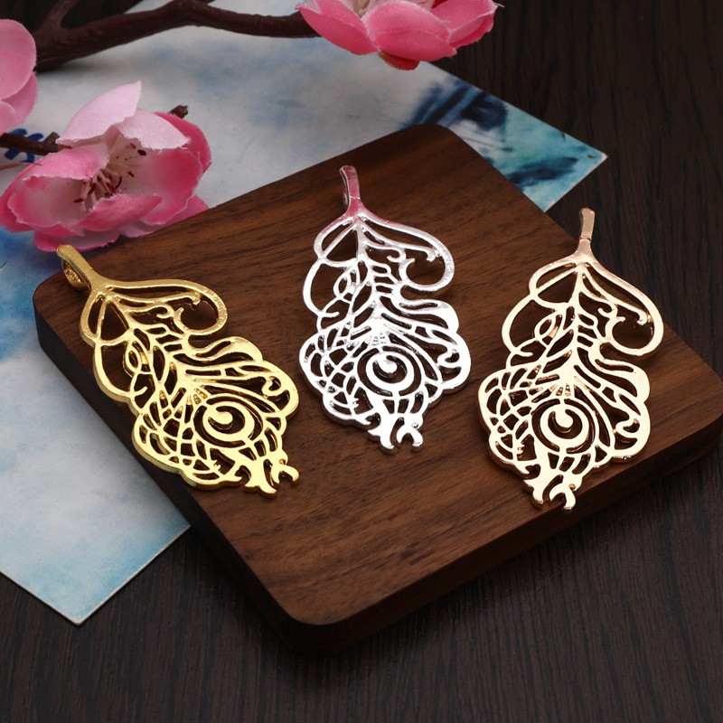 Phiến đúc họa tiết đuôi phượng, đuôi công 27*62mm nguyên liệu làm trâm làm trang sức cổ trang