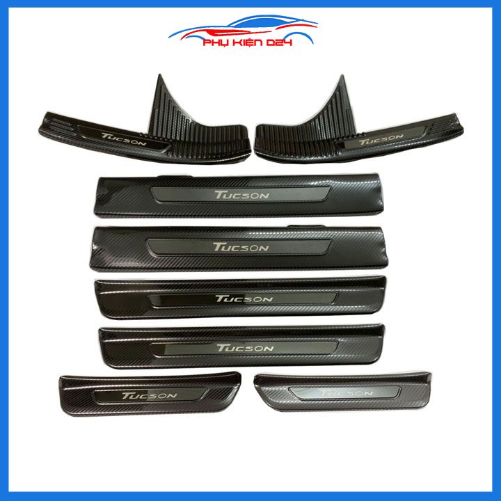 Bộ nẹp bước chân Tucson 2016-2017-2018-2019-2020-2021, 2022-2023 vân Cacbon chống trầy làm đẹp ô tô
