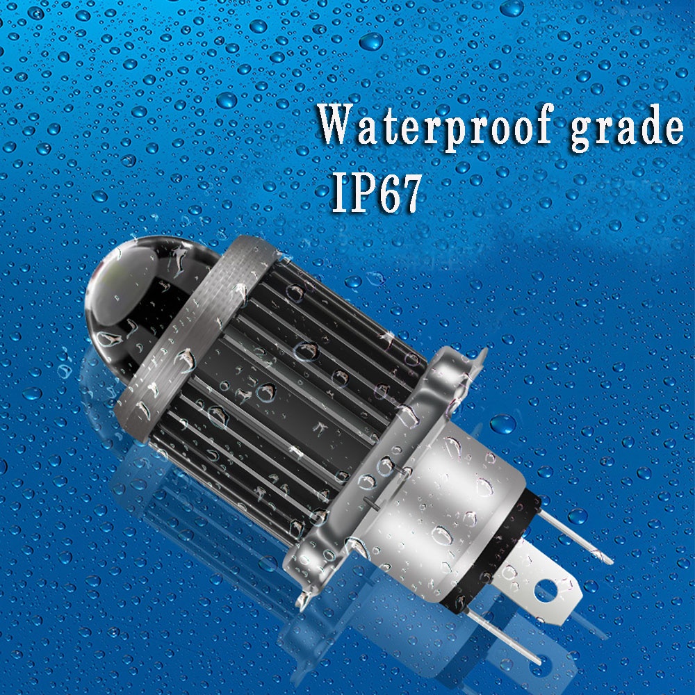 Đèn pha LED H4 H6 BA20d AC DC12V-80V 8000LM hai màu trắng và vàng siêu sáng gắn quạt cho xe máy