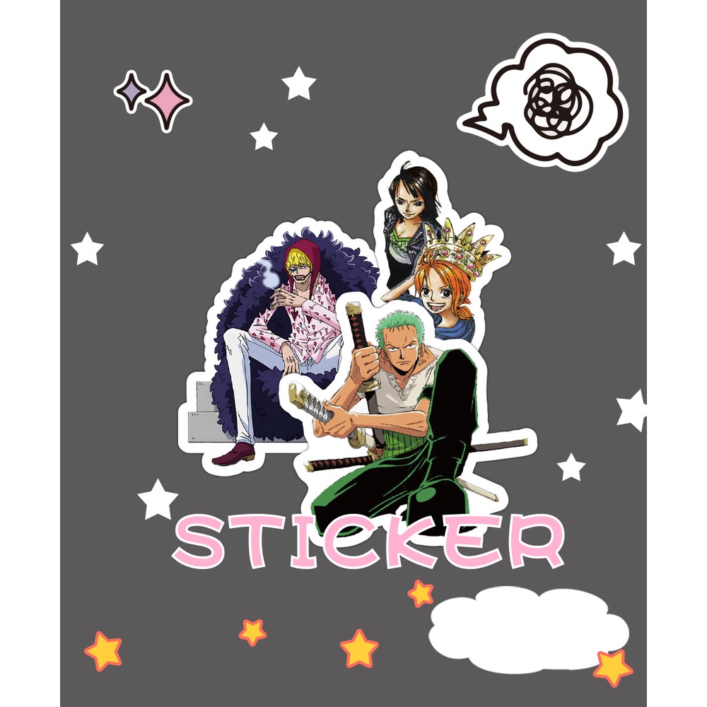 Set 20 sticker hình dán Anime, Doraemon, One Piece, Totoro chống nước dán sổ tay, mũ bảo hiểm, xe máy, vali, ván trượt