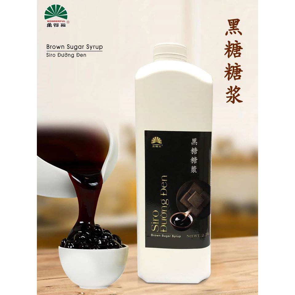 Siro Syrup Đường Đen Làm Sữa Tươi Trân Châu Đường Đen Wonderful Bình 2kg5