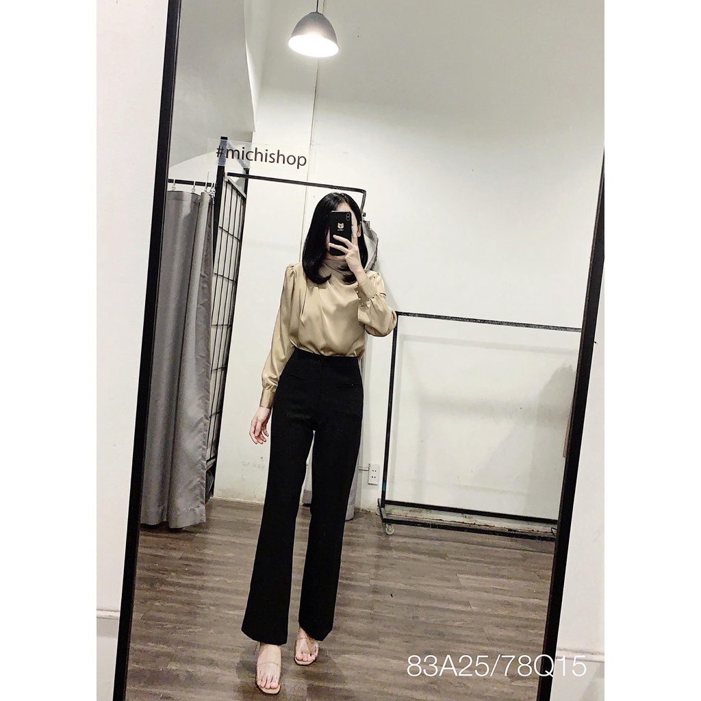 Áo lụa dài tay vai đính ngọc-83A25