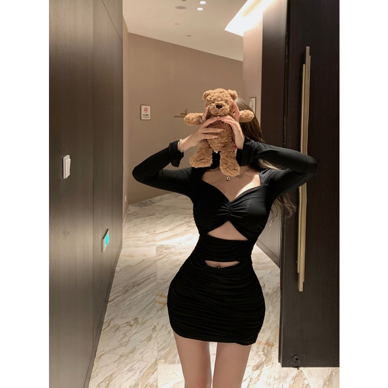 Váy ôm body cut out nhún viền