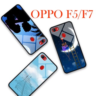 Ốp lưng kính 3D chủ đề tình yêu cho điện thoại Oppo F5/F7