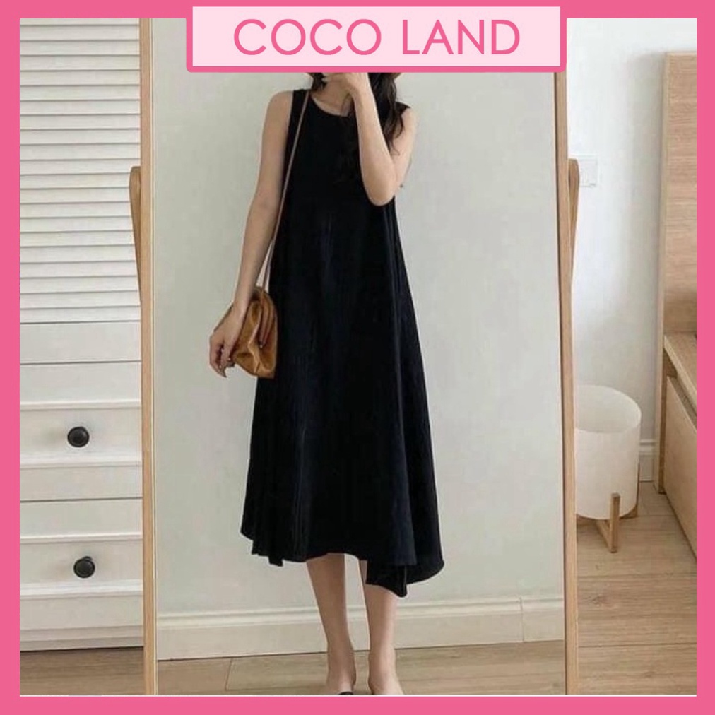 váy maxi dáng suông sát nách chất đũi nhiều màu ullazang babydoll hot trend | BigBuy360 - bigbuy360.vn