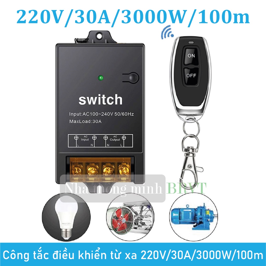 Bộ công tắc điều khiển bơm từ xa công suất cao 30A/3000W/220V khoảng cách 100m
