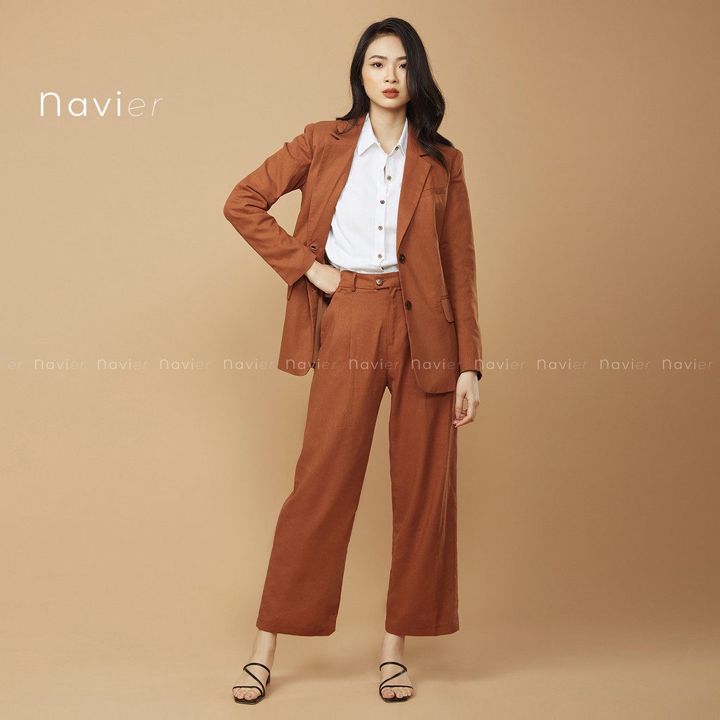 QUẦN CULLOTES RỘNG DÀI ỐNG SUÔNG - QUẦN TÂY CÔNG SỞ ỐNG XUÔNG CẠP CAO - LINEN PANTS WOMAN TROUSERS Q01 NAVIER | BigBuy360 - bigbuy360.vn