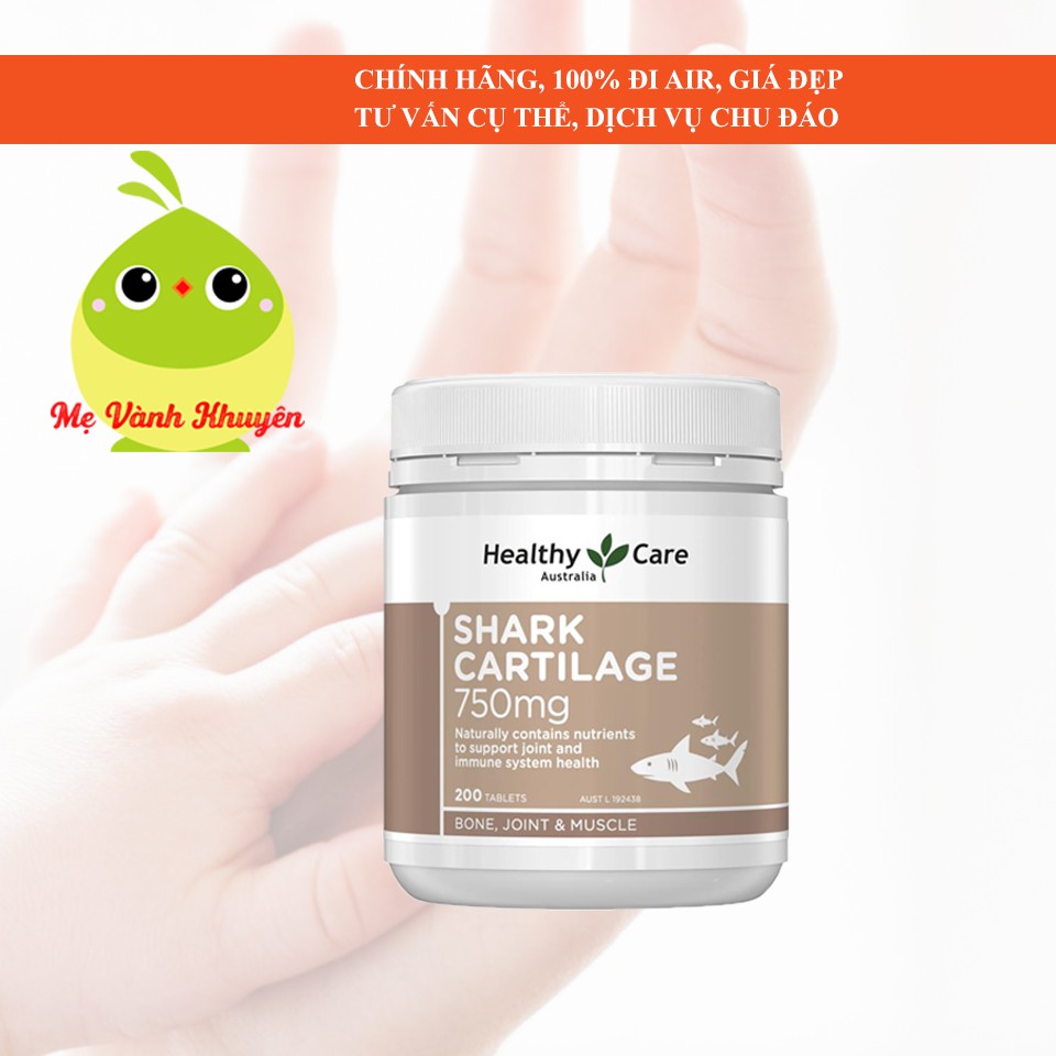 Sụn vi cá mập Healthy Care Shark Cartilage 750mg, Úc (200v)