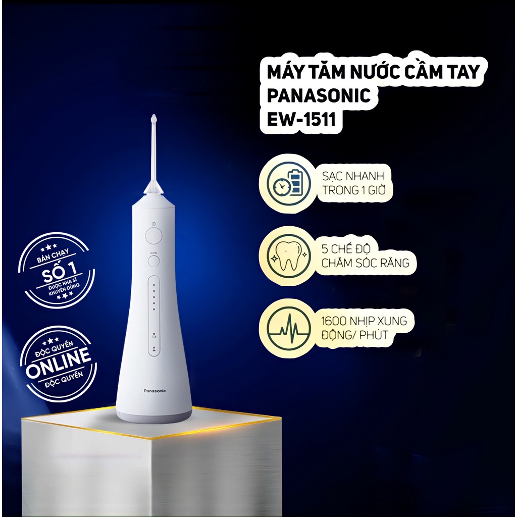 Máy tăm nước cầm tay Panasonic công nghệ siêu âm EW1511 - Hàng Chính Hãng - Bảo Hành 12 Tháng