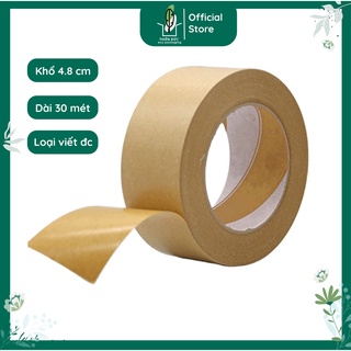 BĂNG DÍNH GIẤY DA BÒ NHÁM 30 MÉT - KHỔ 4.8 CM (LOẠI VIẾT ĐƯỢC) – CHẤT LƯỢNG CAO, GIÁ TẠI NHÀ MÁY
