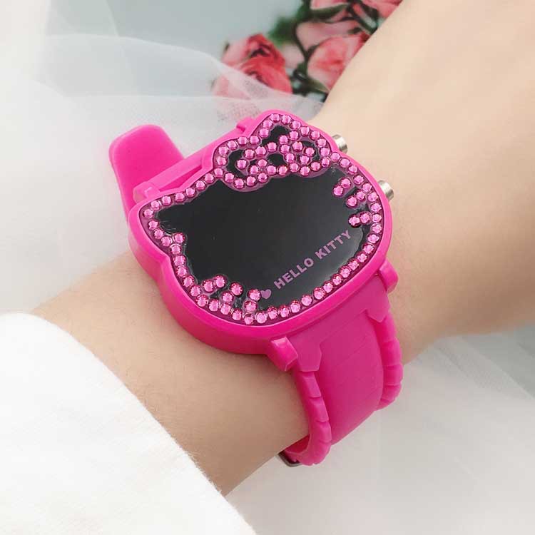 Student watch Korean girl cartoon Hello Kitty LED watch digital display electronic watch for primary and secondary school students