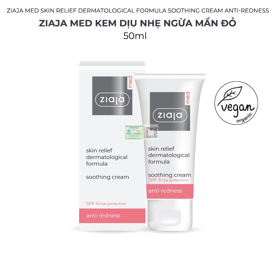 Ziaja Med Kem Dịu Nhẹ Ngừa Mẩn Đỏ - Ziaja Med Skin Relief Dermatological Formula Soothing Cream Anti-Redness 50ml