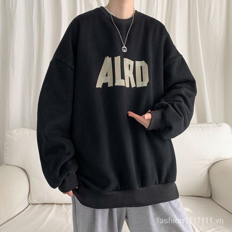 Áo sweater tay dài dáng rộng phong cách Hàn Quốc thời trang dành cho nam