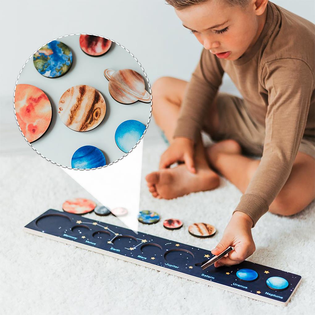 [Mapde] Educational Toy Wood Interactive Toys Preschool Planets Board Training Teaching Learning Plaything Gifts Girls